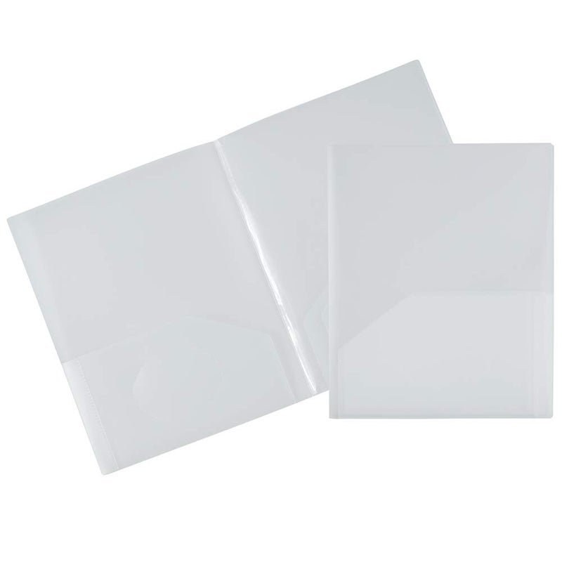 JAM PAPER Heavy Duty Plastic Multi Pocket Folders - 4 Pocket Organizer - Clear - 2/Pack - Image 2